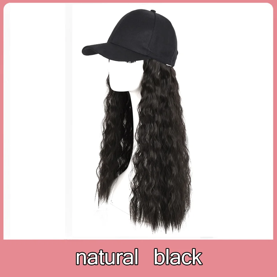 MEIFNA, бейсбольная шляпа, синтетический парик из волос, черный, коричневый цвет, длинные прямые волосы для наращивания, парики с бейсбольной кепкой, черная шляпа для женщин