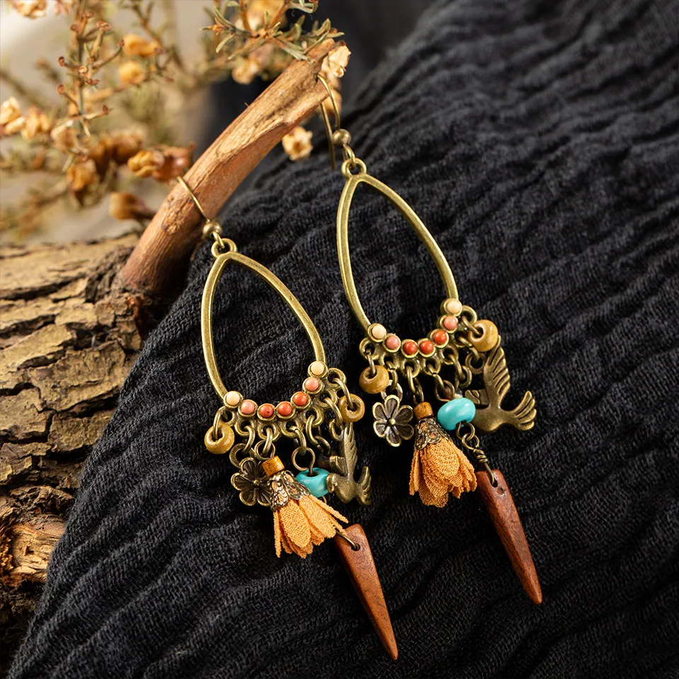 2019 Gold Round Drop Earrings Big Circle Colorful Acrylic Tassel Earrings For Women Fashion Long Wood Fringe Earings Jewelry (14)