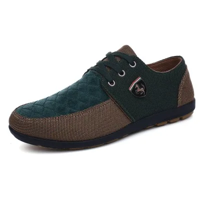 DOGEEK/Весенняя брендовая мужская обувь повседневная парусиновая мужская обувь на плоской подошве со шнуровкой низкая дышащая замшевая Классическая Повседневная мужская обувь европейские размеры 39-44 - Цвет: green