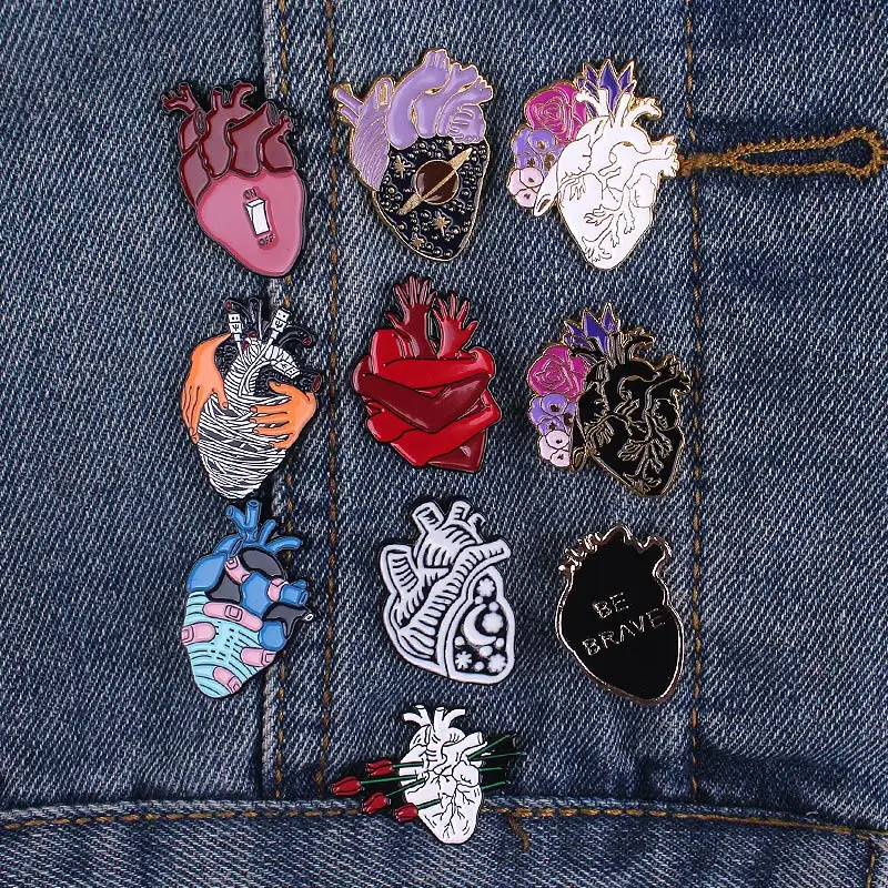 Heart Pin Badges Punk Icon Backpack Set Enamel Brooch Metal Badge Clothes Accessories Jewelry Gift Lapel Pin Bags
