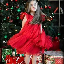 Одежда для маленьких девочек платье принцессы Одежда для детей; малышей; девочек вечерние свадебное платье вечеринка в честь Дня Рождения, конкурс красоты из фатина без рукавов с пышной юбкой