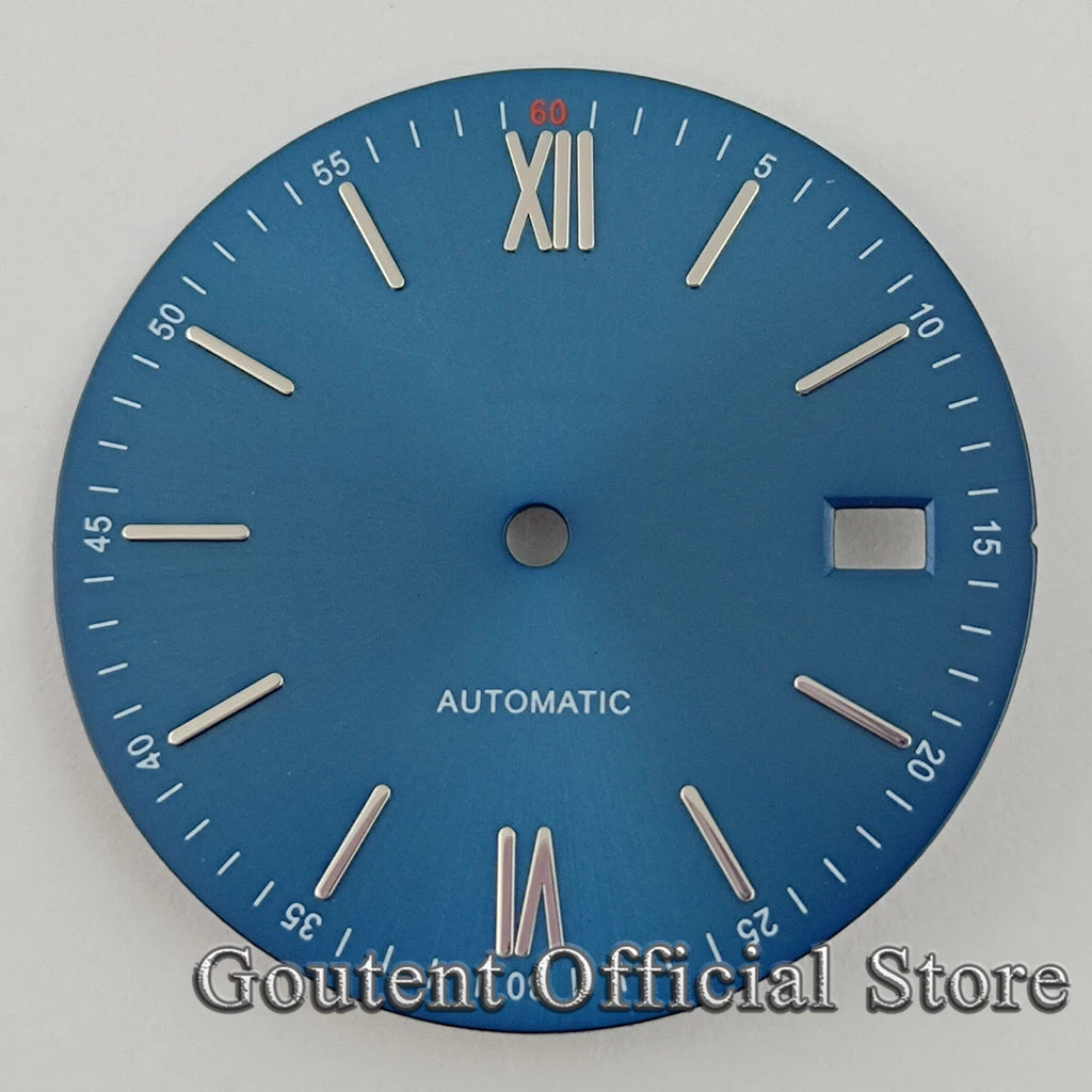Goutent New 31mm Black/Blue/Gray/Silver/Yellow Sterile Watch Dial Date Fit NH35 NH35A Movement