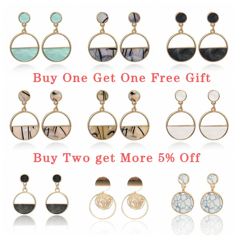 

Korean Version Of The New Pearl Earrings Cute Simple Geometric Round Marble Earrings Female Bride Wedding Charm Jewelry 2019