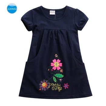 

JUXINSU Summer Girls Denim Costume Casual sleeveless Dresses Cute Rabbit Wave Point Baby Girl for 1-6 Years Kids Clothing