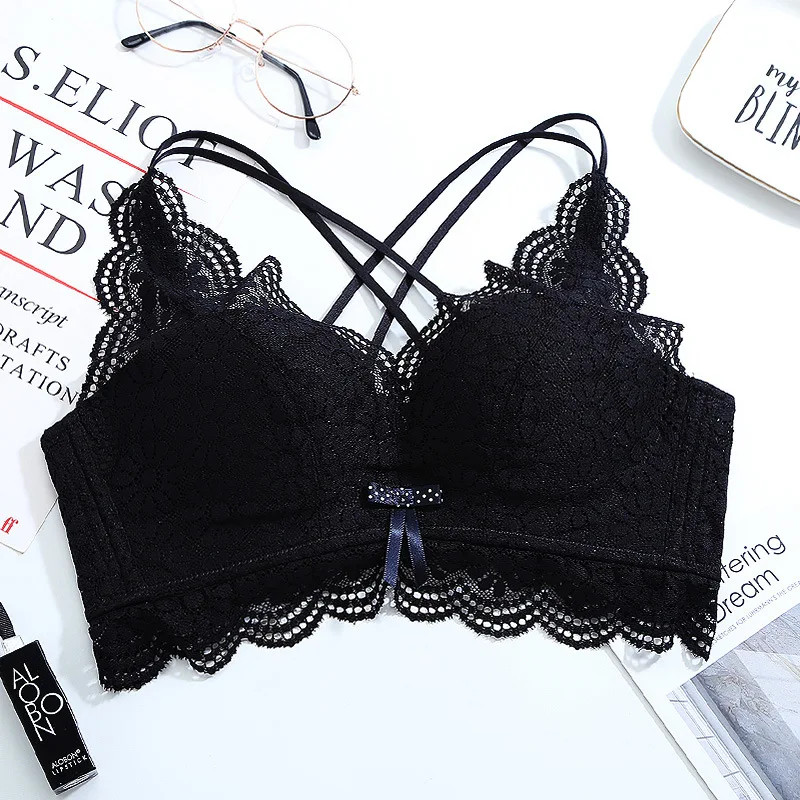 Deep V A B Push Up Bra Sexy Embroidery Intimate Lace Bras Intimate Brassiere Wirefree Bralette For Women Underwear Lingerie