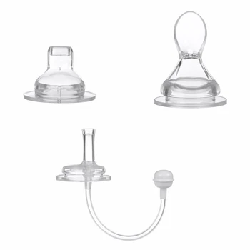 

Newborn Baby Silicone Nipple Wide Caliber Breast Nipple Baby Infant Wide Mouth Bottle Nipples With Straw 1PC