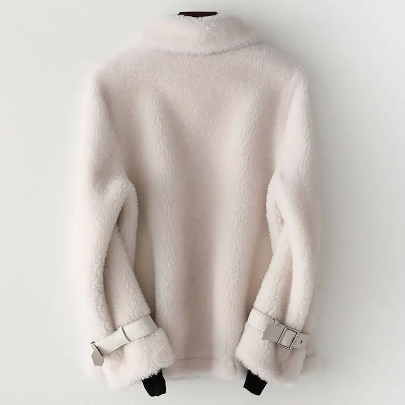 Women Winter Real Sheep Shearing Lamb Fur Coat Female Plush Genuine Wool Coat Suede Leather Liner Abrigos Mujer Hiver M149
