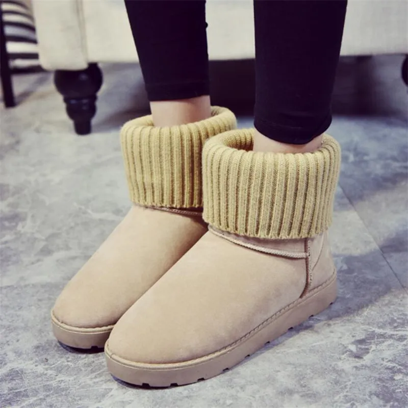 

Mhysa 2019Women Snow Boots Flat Slip-on Winter Platform Ladies Comfortable warm Shoes Fashion Fur Women Suede Ankle Boots Female