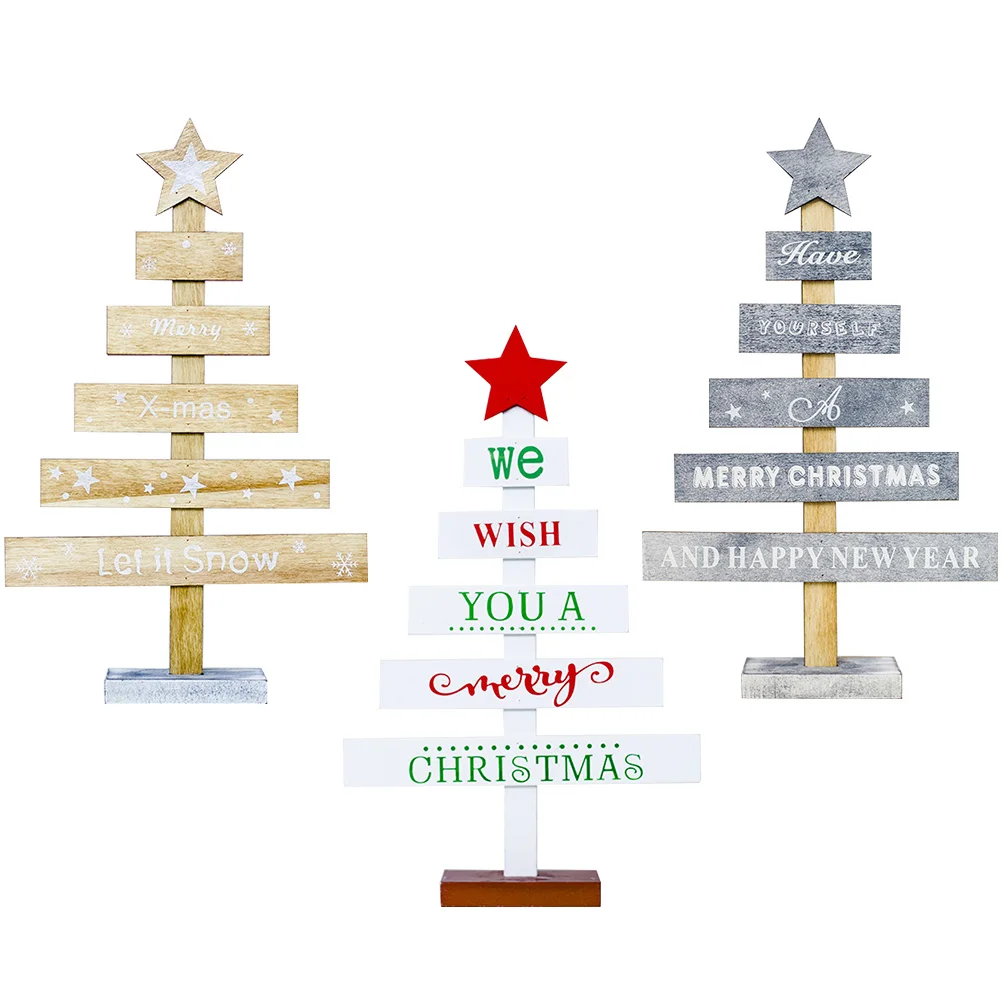 

Wooden Merry Christmas Tree Desk Table Decor Ornaments Christmas Decoration Happy New Year Home Decor Gifts