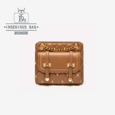 Женские сумки из искусственной кожи, сумка-портфель, женские дизайнерские сумки на плечо, модная вышитая сумка через плечо на цепочке - Цвет: Хаки