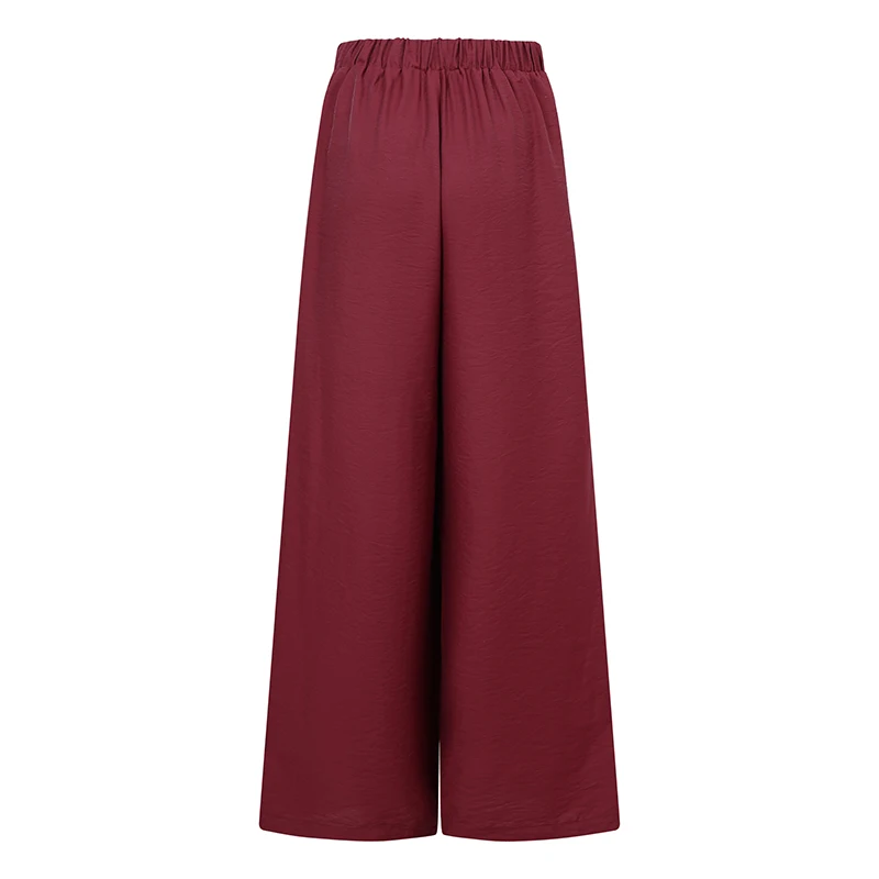 Celmia 5XL Women Fashion Office Wide Leg Pant Elastic Waist Long Pants Loose Casual Vintage Pleated Trousers Pantalon Femininas