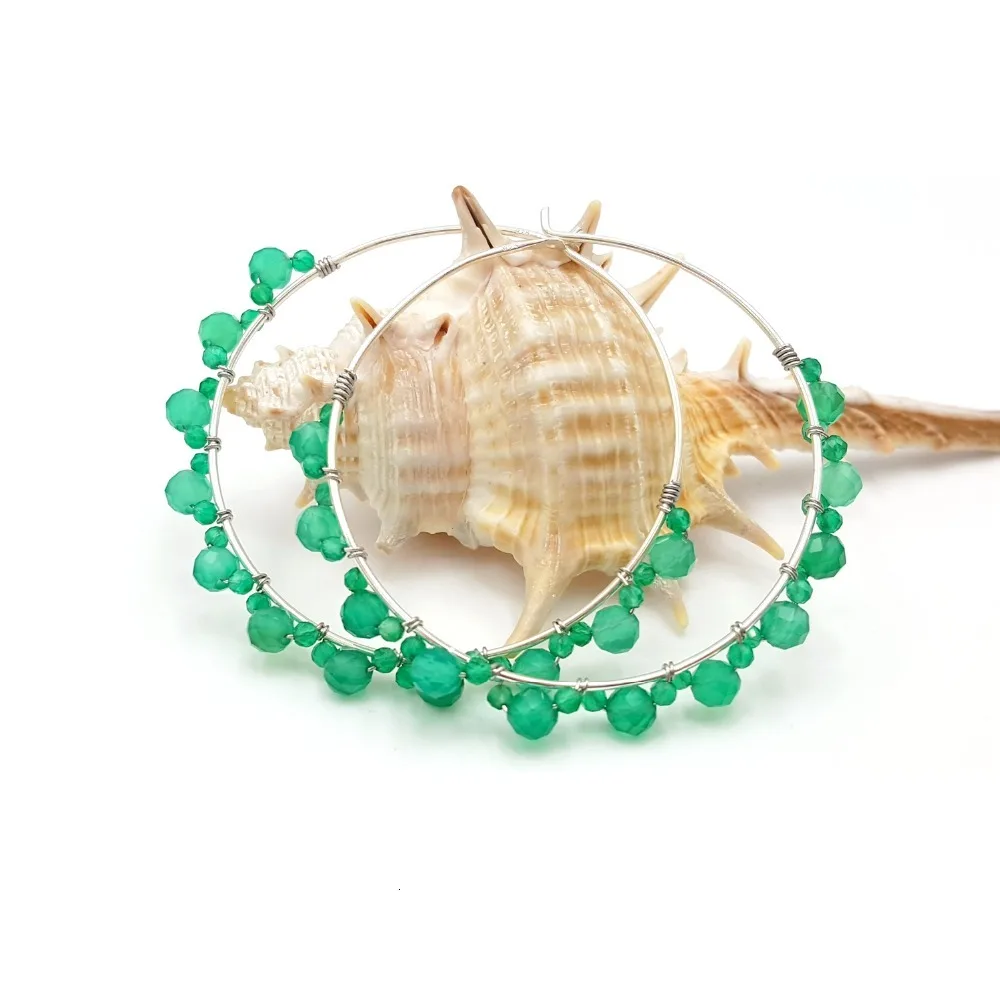 Lily Jewelry Larimar, пирит, Шпинели, лабрадорит, оникс, рубиновые сапфиры изумруды 925 серебряные большие серьги-кольца женские модные ювелирные изделия
