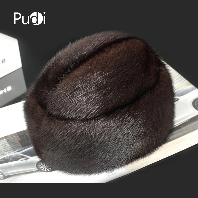 Pudi 170767 Мужская норковая меховая шапка новая модная мужская из натурального меха