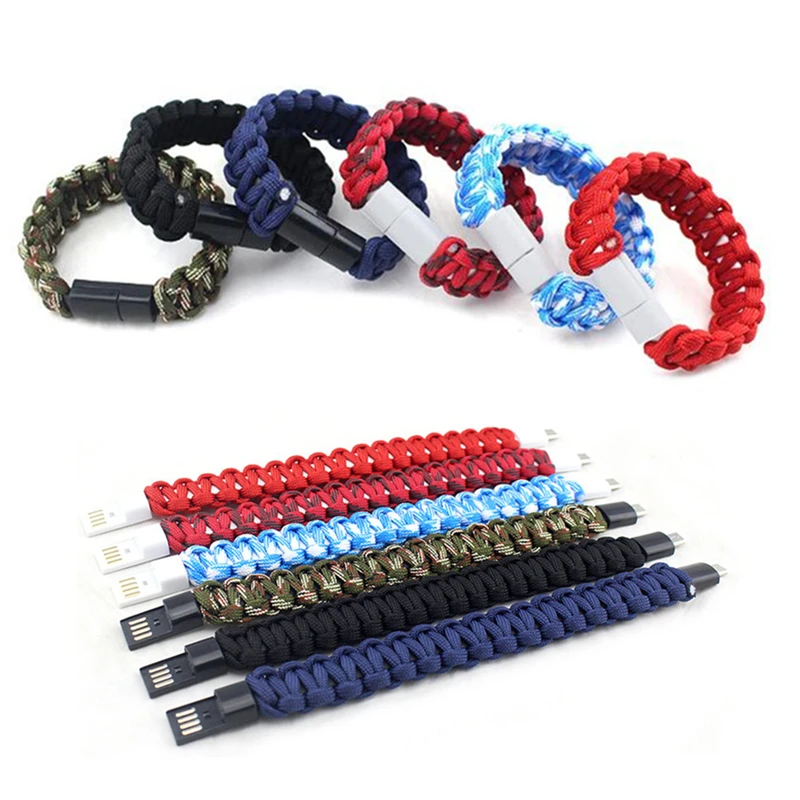 

Portable Charging Bracelet Outdoor Micro USB Bracelet Charger Charge Data Cable For Android For Type C Phone Cord