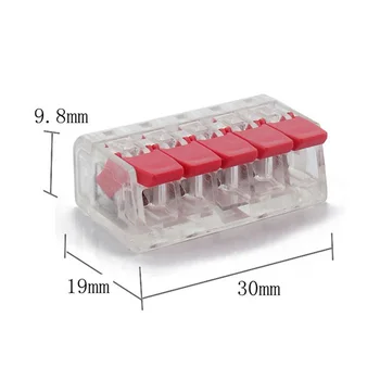 

60pcs 5 Cores Conductor Compact Connectors 221-415 12-24AWG Red Flame Retardant Cables Adapters Sockets