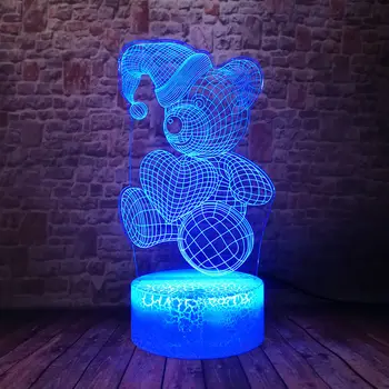 

Flashing 3D Illusion LED Desk Nightlight Colorful Changing Light Sleeping Bear Model Animal action & toy figures
