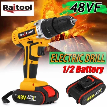 

Raitool 48VF 2 Speed Cordless Drill 3 in 1 Electric Screwdriver Wireless Power Driver DC Lithium-Ion Battery with LED Light