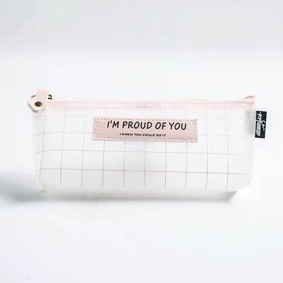1 шт. простой и прозрачный чехол для ручки Студенческая Милая офисная сумка для карандашей канцелярская треугольная сумка - Цвет: I am proud of you