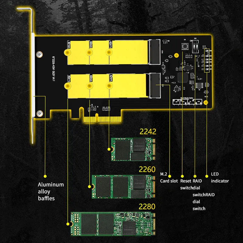 Maiwo Pci-E X4 X8 X16 для M.2 Ngff Dual Ssd адаптер с Raid высокое Скорость Sata массив внешний адаптер плата ускорителя