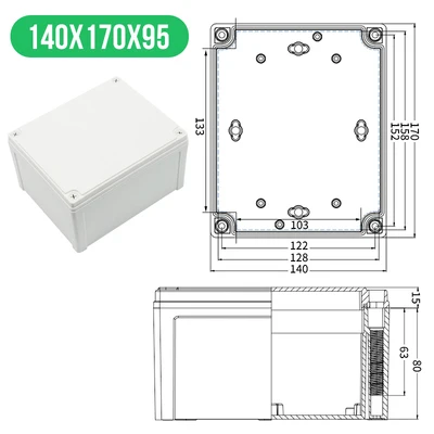 170x140x95mm(LxWxH) Высококачественная Водонепроницаемая электрическая распределительная коробка серии AG, IP67, ABS пластик, RoHS, чехол для корпуса, наружная распределительная коробка - Цвет: 170x140x95mm(LxWxH)