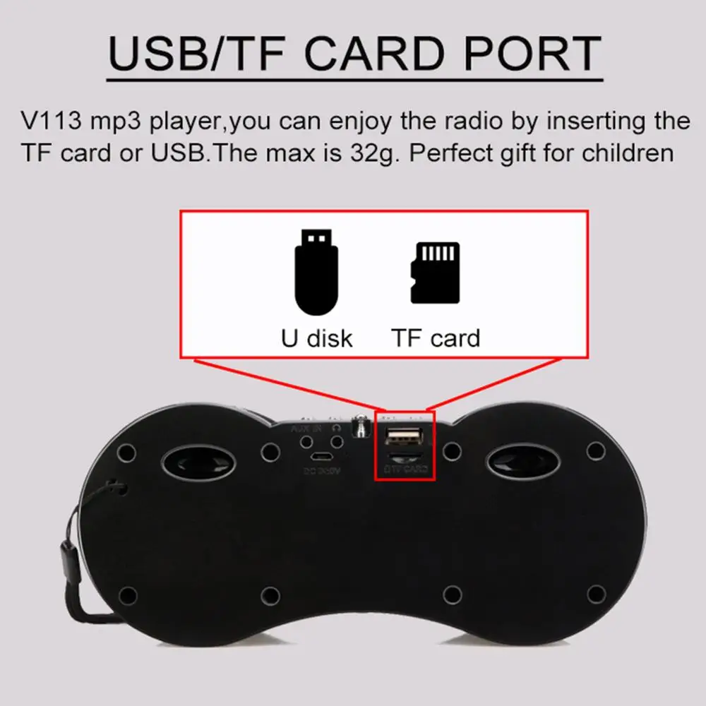 Retekess V113 fm-радио стерео Цифровой Радиоприемник динамик USB диск TF карта MP3 музыкальный плеер камуфляж+ пульт дистанционного управления подарок