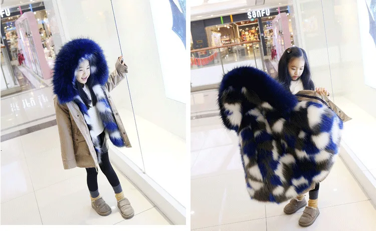 Г. Модное зимнее пальто шуба из искусственного лисьего меха для девочек и мальчиков, одежда для девочек плотная теплая куртка с капюшоном, верхняя одежда, парка для девочек