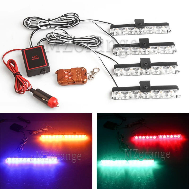 

4x6 led strobe lights on a car LED Police lights Wireless Remote cigarette lighter police light stroboscopes for cars car flash