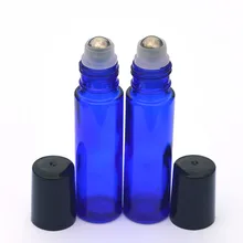 5 шт Синий рулон на стеклянной бутылке пустые ароматизированные флаконы эфирного масла для духов рулон-на черной пластиковой крышке 10 мл бутылки