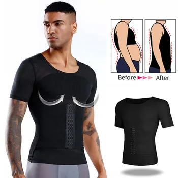 

Fashion Men Shapewear Tops Shapers Male Girdle Shirt Men's Tummy Belly Control Slimming Waist Trainer Undershirt Tops