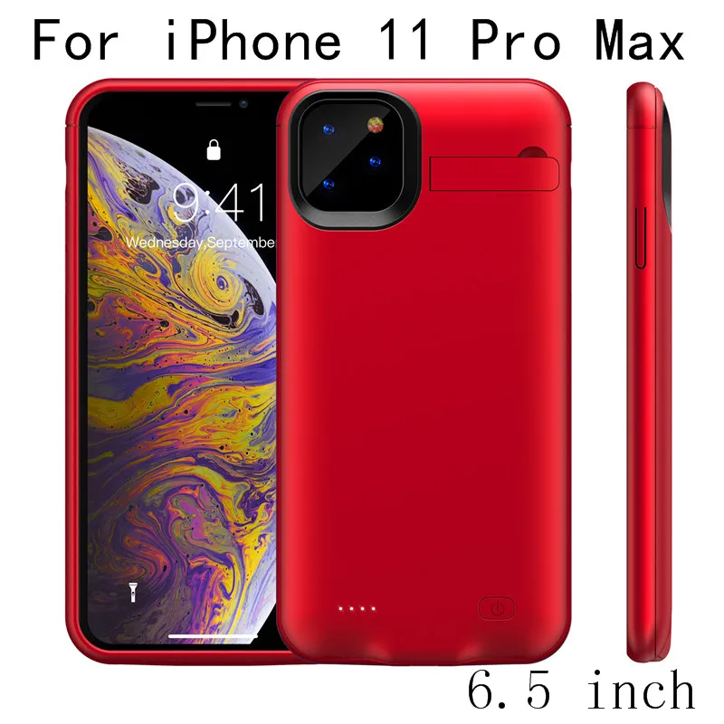 Чехол для зарядного устройства для iPhone 11, тонкий ударопрочный внешний аккумулятор, зарядная крышка для iPhone 11 Pro Max, зарядное устройство, задняя упаковка - Цвет: i11 ProMax-Red