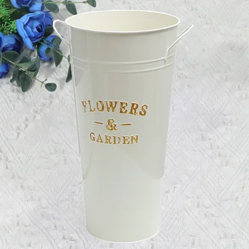 

1pc 25cm Height Flower Bucket Iron Sheet Floral Pot Succulent Plant Container Vintage Desktop Vase