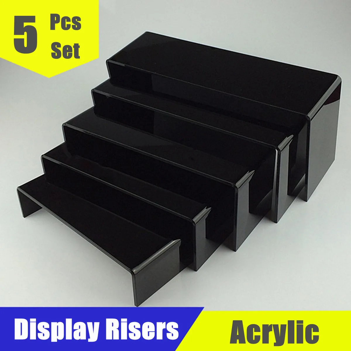 

5 Pcs Set Acrylic Jewellery Shoes Display Stand Retail Counter Riser Makeup Organizer Rack Nail Polish Jewelry Showcase Holder