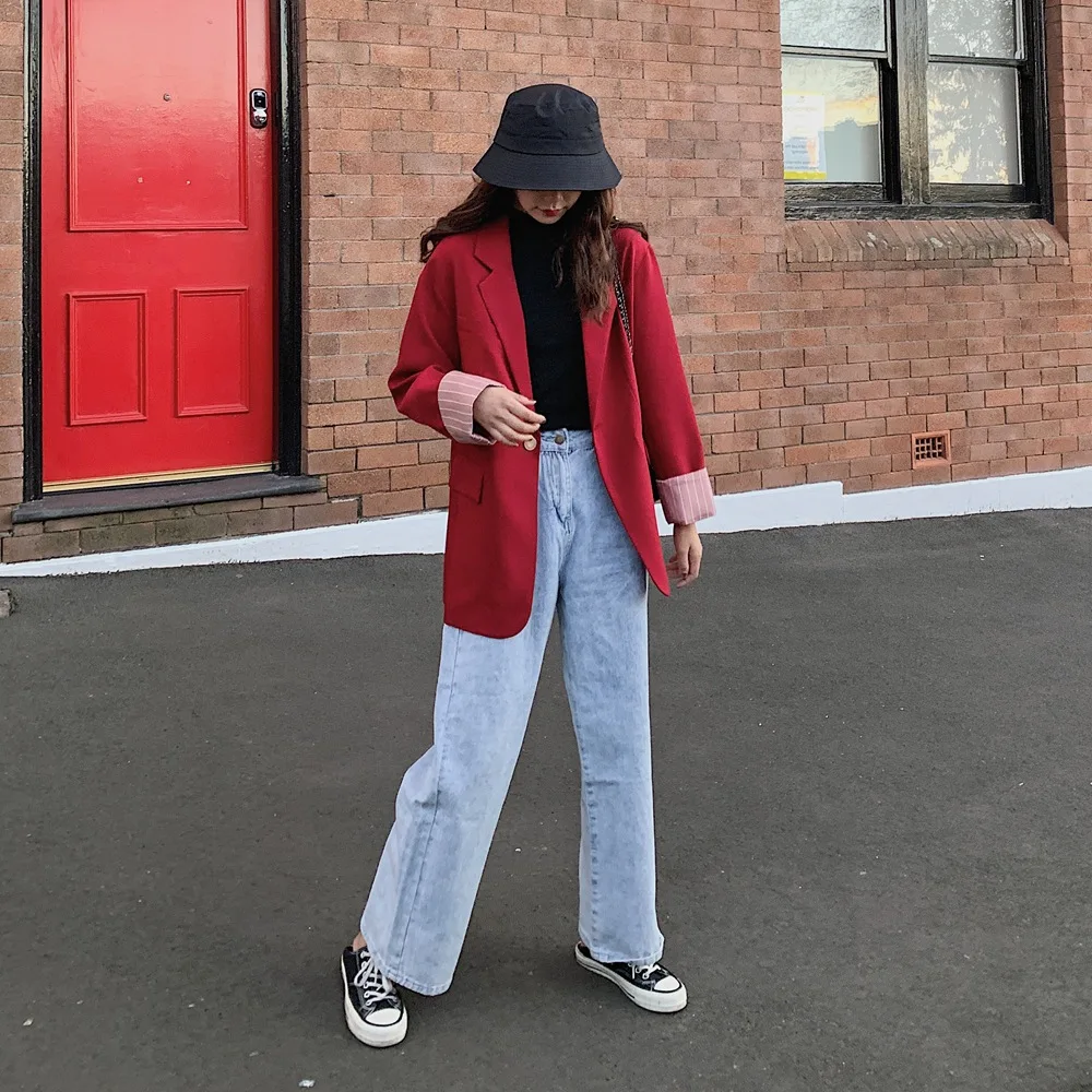 

Weep Yafeng CHIC Suit 2019 Autumn New Style Fashionable WOMEN'S Dress Retro Young Stripes Joint Small Suit Coat