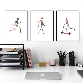 

Skeleton Water color Print Abstract Medical Art Poster Illustration for Medical Office Decor Anatomical Print Science Art Frame