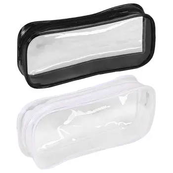 

OOTDTY Portable PVC Transparent Pencil Case Travel Toiletry Bag Big Capacity Stationery Pencil Bag For Student Supplies