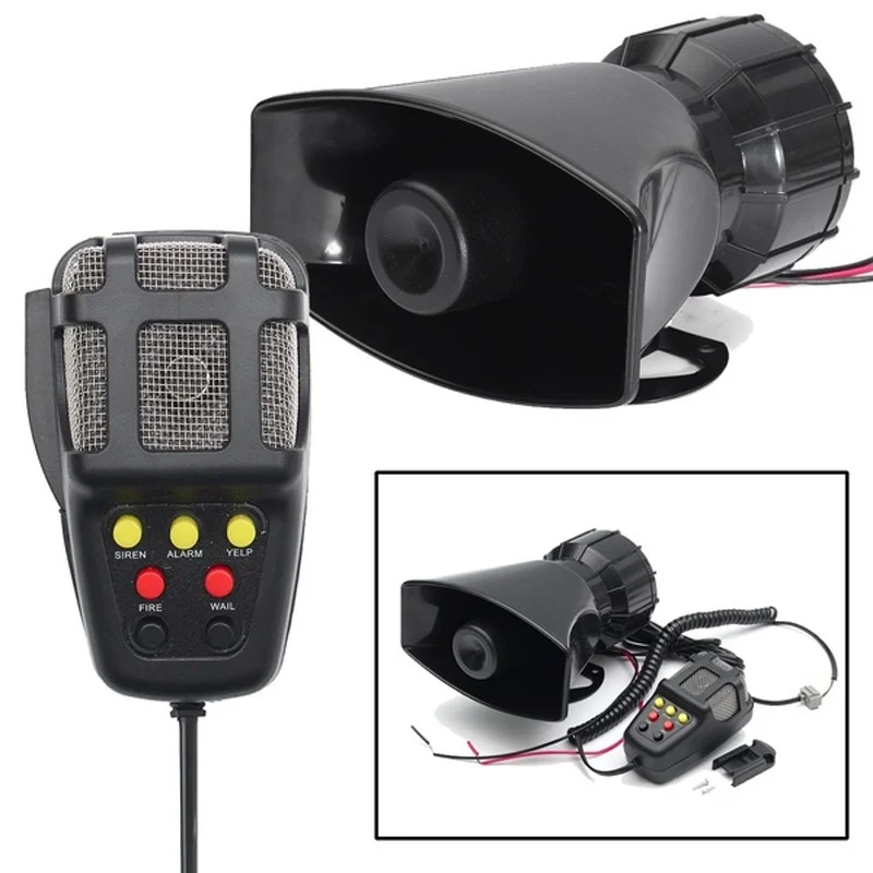 

Car Siren Vehicle Horn with Mic PA Speaker System Police Fire Warning Alarm Amplifier Hooter for Van RV Truck Auto Speaker