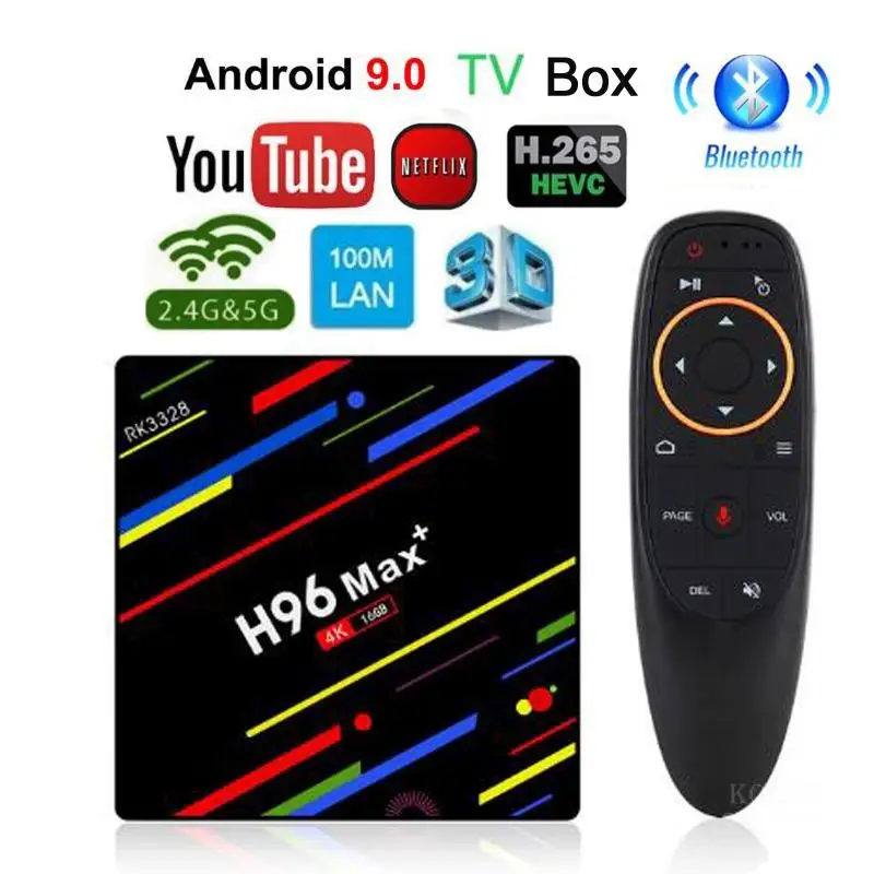 H96 max+ четырехъядерный процессор 64 бит Android 9,0 Smart tv Box 2 ГБ 4 ГБ DDR3 16 ГБ 32 ГБ rom 2,4G 5G WiFi 1000M LAN Bluetooth 4K HD медиаплеер