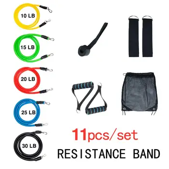 

11 Pcs/Set Resistance Bands Set For Training Exercise Yoga Tubes Pull Tension Rope Rubber Expander Elastic Bands Fitness W/ Bag