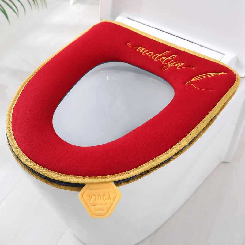Toilet Seat Covers Letter Embroidery Toilet Seat Washable Cushion For