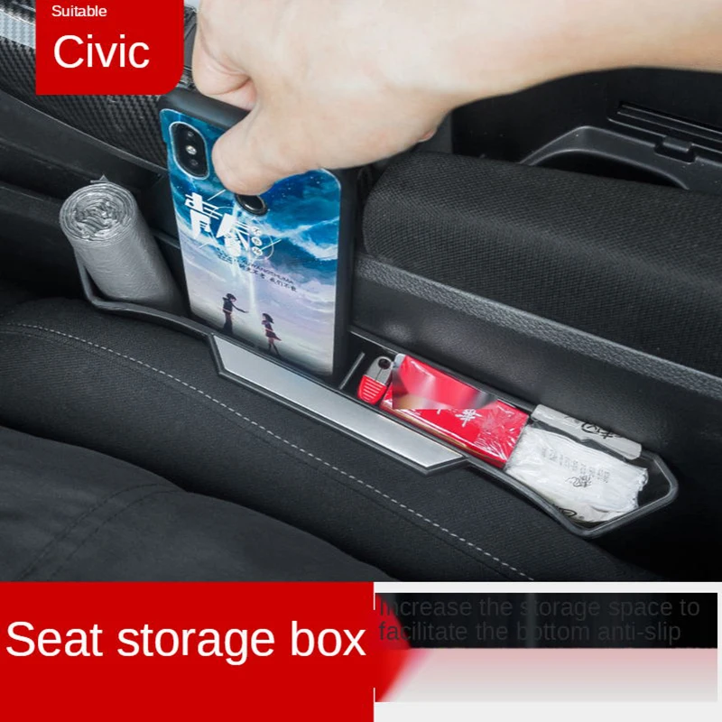 Car Seat Gap Filler Organizer Plastic Storage Box Phone Cards Holder Black Crevice Bag Organizer Interior Accessories