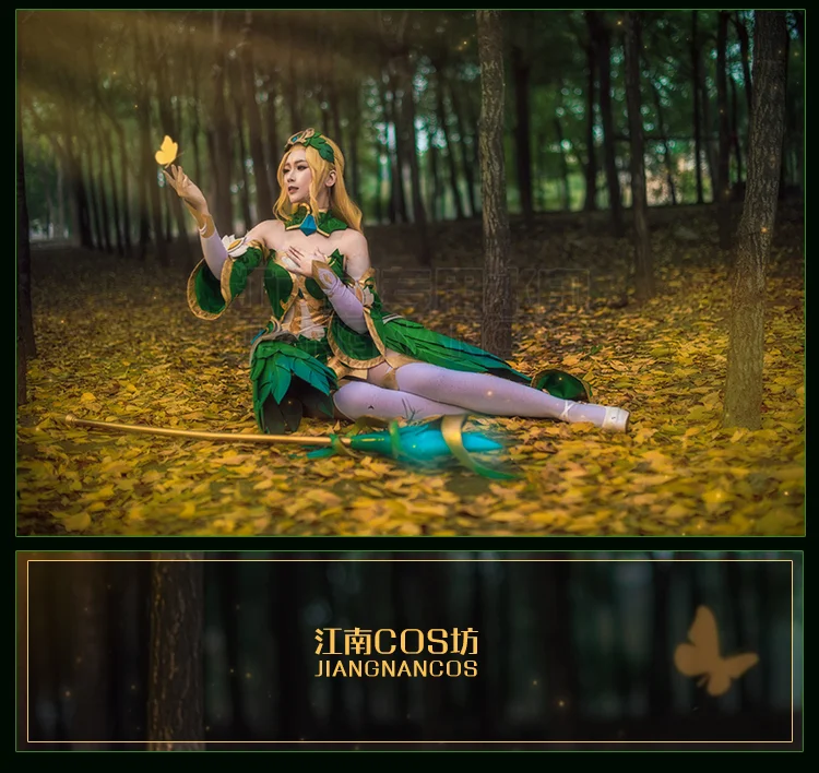 Игра честь королей Ван Zhaojun косплей Эльф принцесса сексуальный зеленый древний костюм женский фестиваль/вечерние Одежда для ролевых игр S-XL