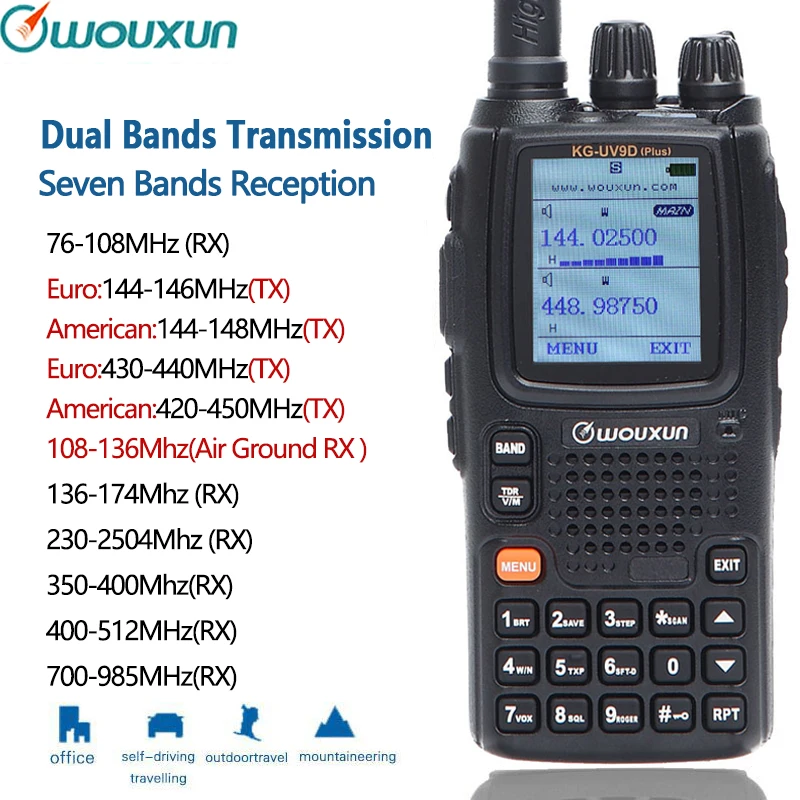 Wouxun KG-UV9D Plus Multi-Band Multi-functional DTMF 7 bands Ham Portable Set Two Way Raido Air Band Walkie Talkie way Radio | Мобильные