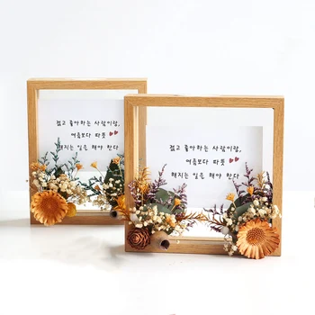 

Pastoral simple wooden double-sided photo frame Exquisite art desktop decorative photo frame
