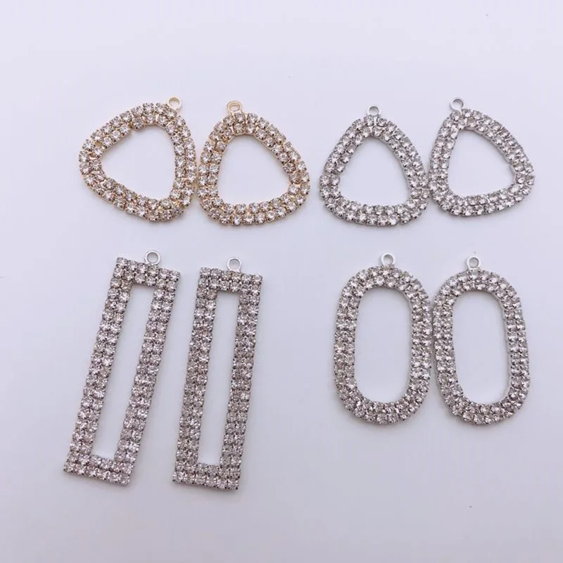 2019New 60 шт двойные строчки Стразы геометрические DIY Серьги Подвески Аксессуары FY81-FY83
