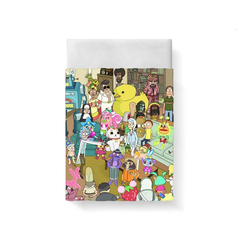 Rick And Morty Bed Sheet Bed Linen Poplin Cotton Posciel Coarse Calico Couple Single Euro Kids Twin Bedding Ropa De Cama Queen