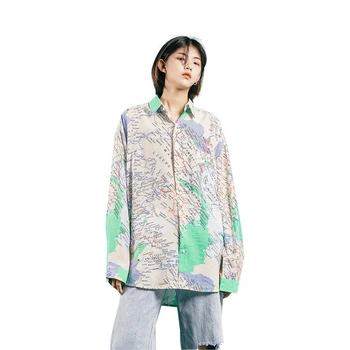 

Autumn Loose Shirt Simple Long Sleeve Print Plus Size Feminino Tunique Longue Femme Korean Fashion Clothing Streetwear GG50cs