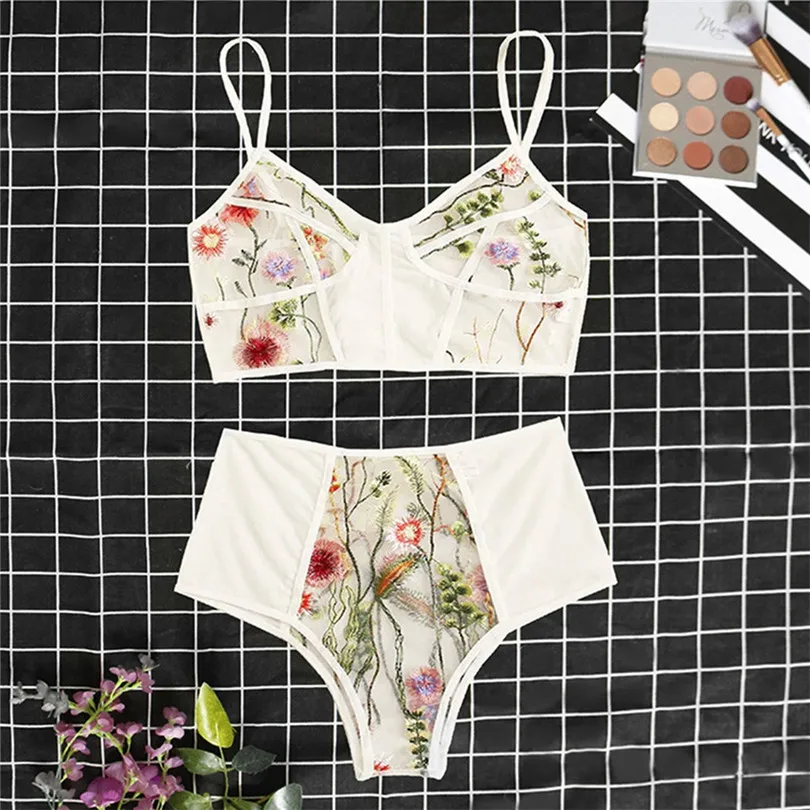 Dot Mesh Sexy Erotic Lingerie Set Bra Bowknot Underpants Sleepwear Lingerie Set S-XL Soutien Gorge Sexy Erotique 30OCT173_副本