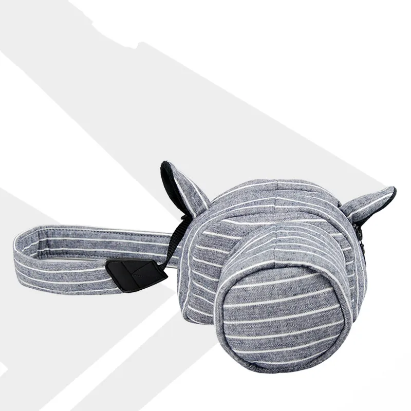 

CamDress Gray stripe animal shape cute shock absorption Camera shoulder Senior handmade Customized photo bag for Sony Nikon