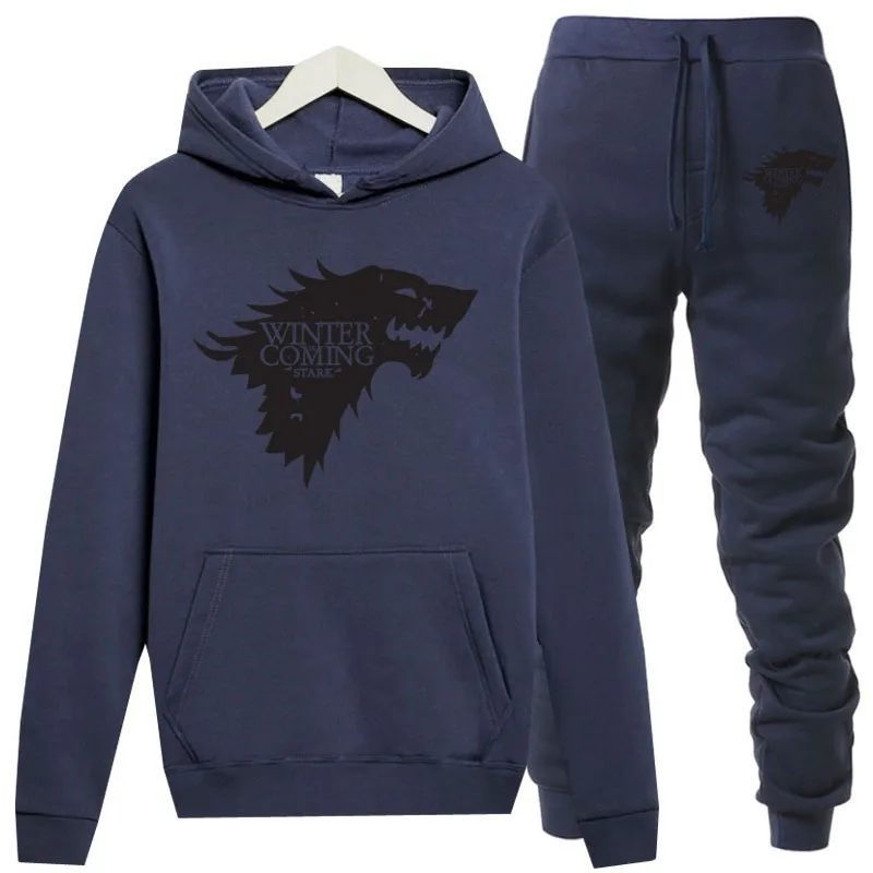 Promotion game of Thrones winter comes 2020 new men hoodies sweatpants warm fleece suit mens pullover brand casual sports series men male