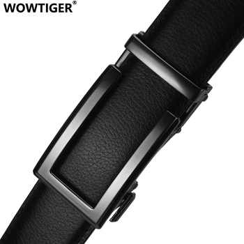 

WOWTIGER 3.5cm Cow genuine leather mens belt cowhide strap for male ratchet automatic buckle belts for men brand designer belts